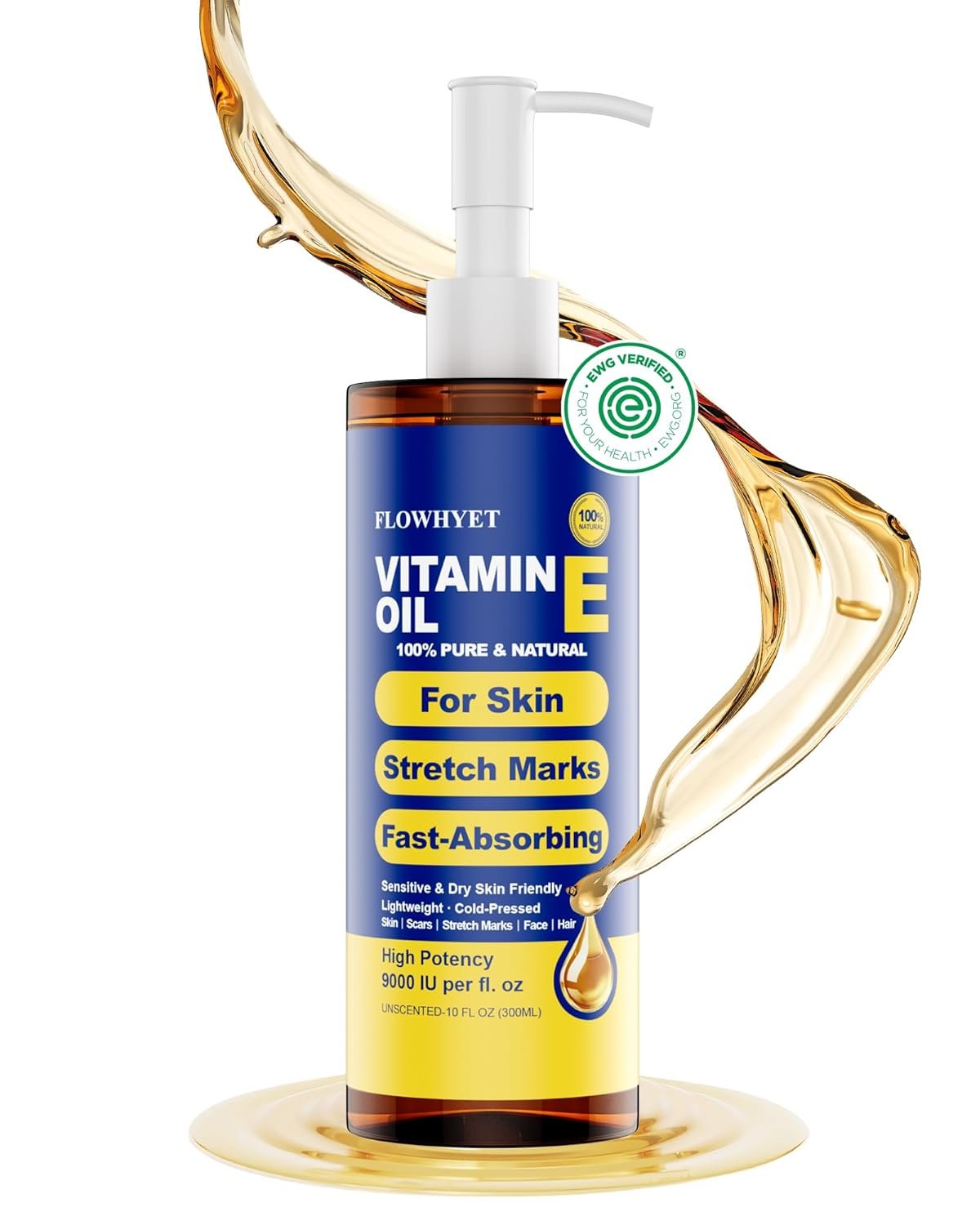 10 Floz Pure Vitamin E Oil For Scars Skin,EWG Verified Organic vit e for Face, Hair, Nails,Nourish Dry Skin, Maintain Youthful, Antioxidant, Fade Scars Unscented Body Oil LIGHTWEIGHT