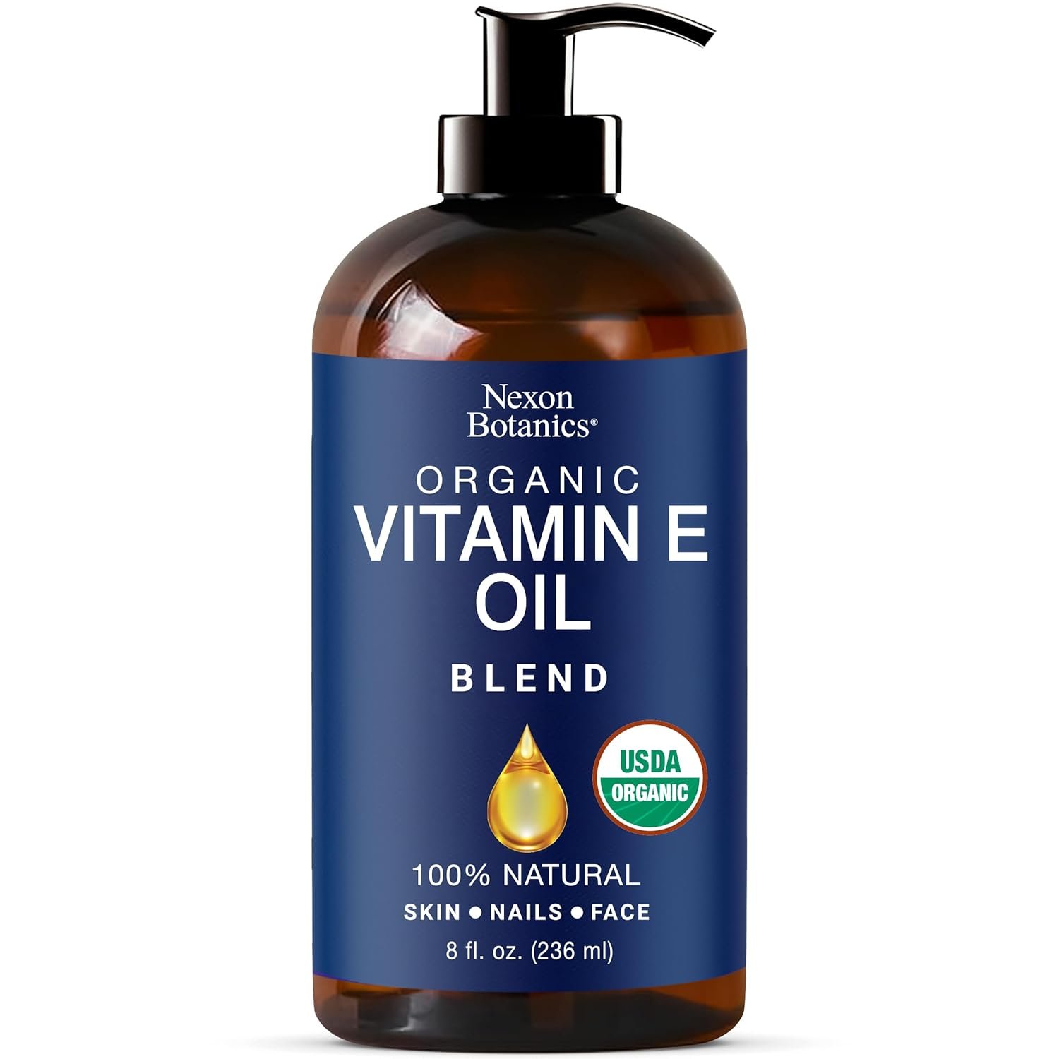 Organic Vitamin E Oil Blend 8 fl oz – Made from Pure, Natural Oils for Skin, Scars & Face – Aceite de Vitamina E – Nexon Botanics