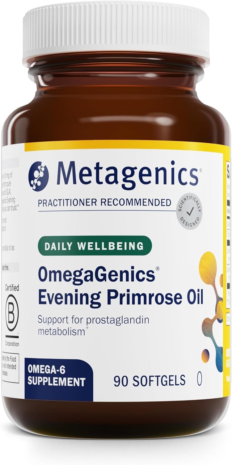 Metagenics OmegaGenics Evening Primrose Oil – 419 mg Omega-6 with 50 mg GLA – Supports Skin, Hormonal, PMS, Menopause & Immune Health* – Non-GMO, Gluten-Free – GMP Certified Facility – 90 Softgels