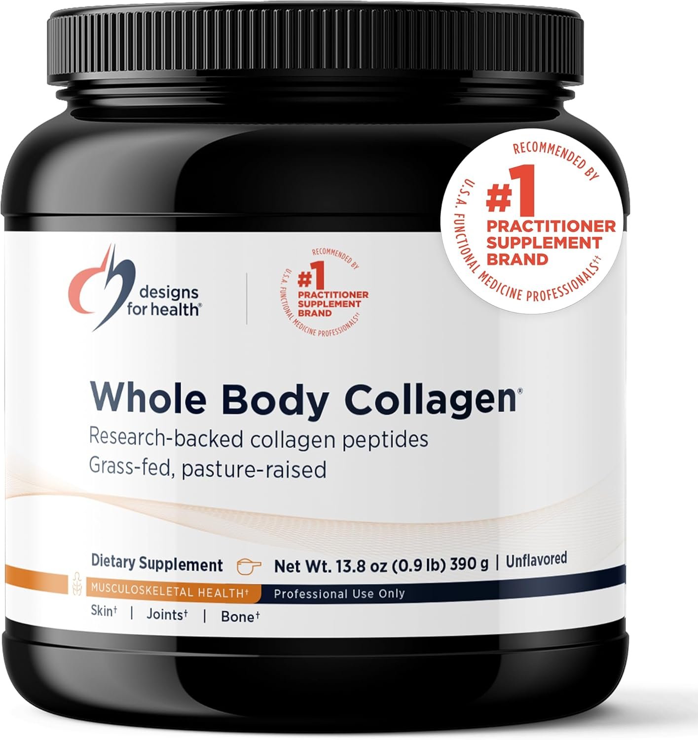 Designs for Health Whole Body Collagen Powder – Hydrolyzed Collagen Peptides Powder for Healthy Skin & Hair, Joint + Bone Health – Fortigel & Verisol Collagen, Unflavored (30 Servings)