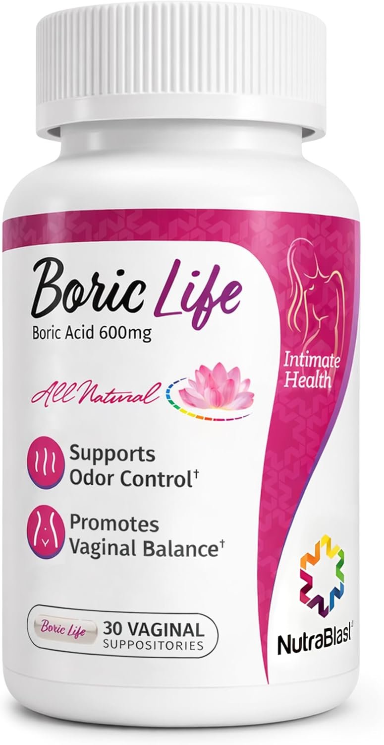 NutraBlast Boric Acid Suppositories – 100% Pure Made in USA – Boric Life Intimate Health Support (30 Count)