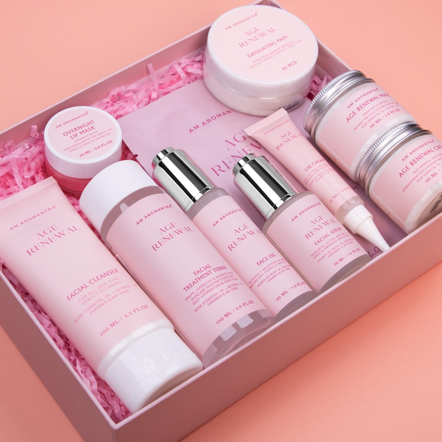 Mother’s Day Gifts for Mom Skin Care Routine Kit for Women, Rose Essential Oil+Retinol+ Vitamin E, 10-Piece Complete Skin Care Set, Korean Skin Care Set, Birthday Gifts for Women