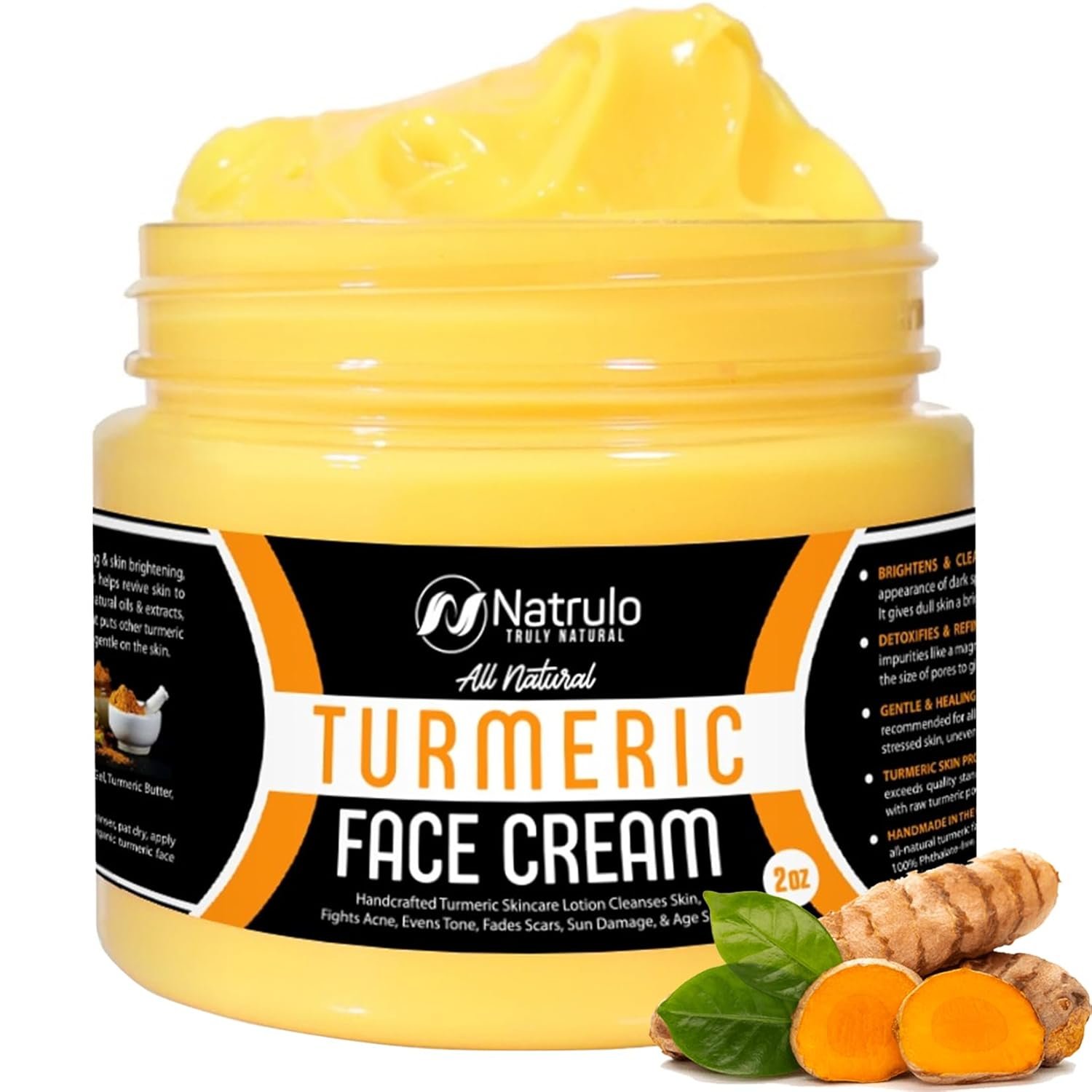 Turmeric Cream for Face & Body – All Natural Turmeric Cream Skin Brightening Lotion – Turmeric Cream Cleanses Skin, Fights Acne, Evens Tone – Pure Handcrafted Skincare Made in the USA 2 Oz