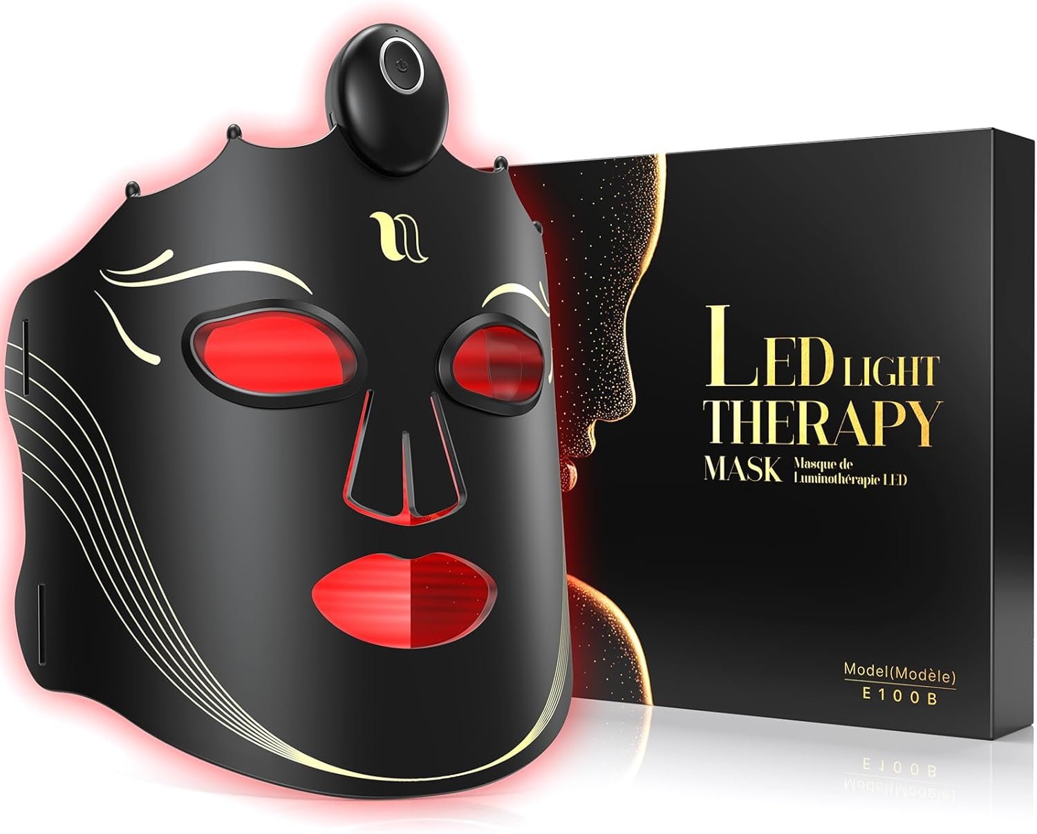 Red Light Therapy Mask for Face with 7 Modes, Wireless LED Face Mask Light Therapy with 850nm Infrared, 660nm Red, 460nm Blue Light, Lightweight Design for At Home, Travel Skincare Gifts