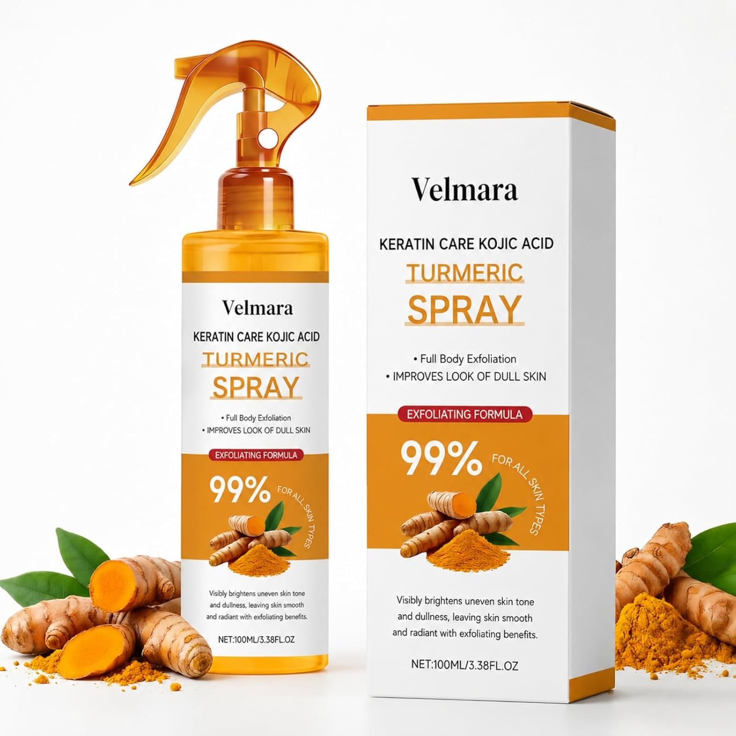 Exfoliating Turmeric Spray, 2026 New Keratin Care Acid, Gently Exfoliating Peeling Solution Korean Skincare All Skin Types