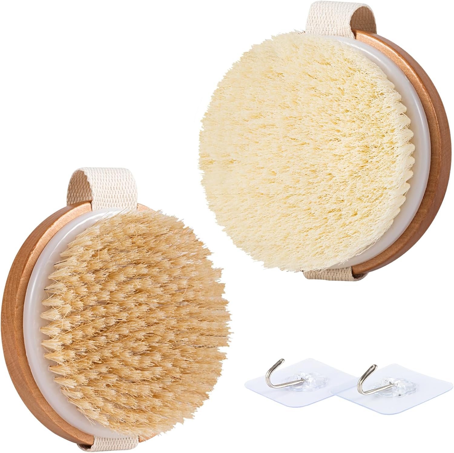 2-in-1 Wood Body Brushes – Wet & Dry Shower Brush, Soft & Stiff Bristles, Cellulite & Lymphatic Massage, Suitable for All Skin Types