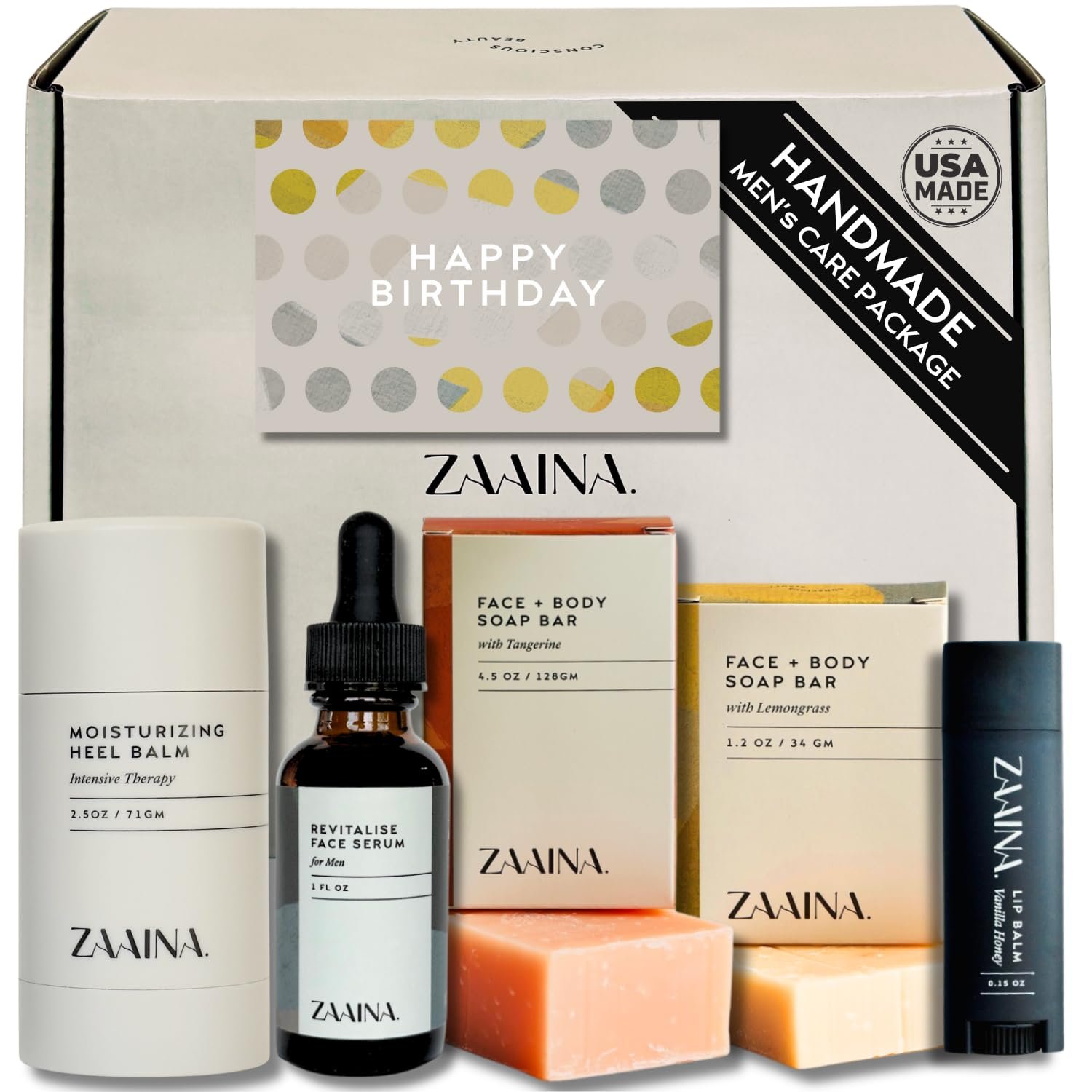Men’s Birthday Care Package with Card – Luxury Gift Set for Men, Body Self Care Kit for Men, Relaxing Spa Birthday Gift Basket by ZAAINA