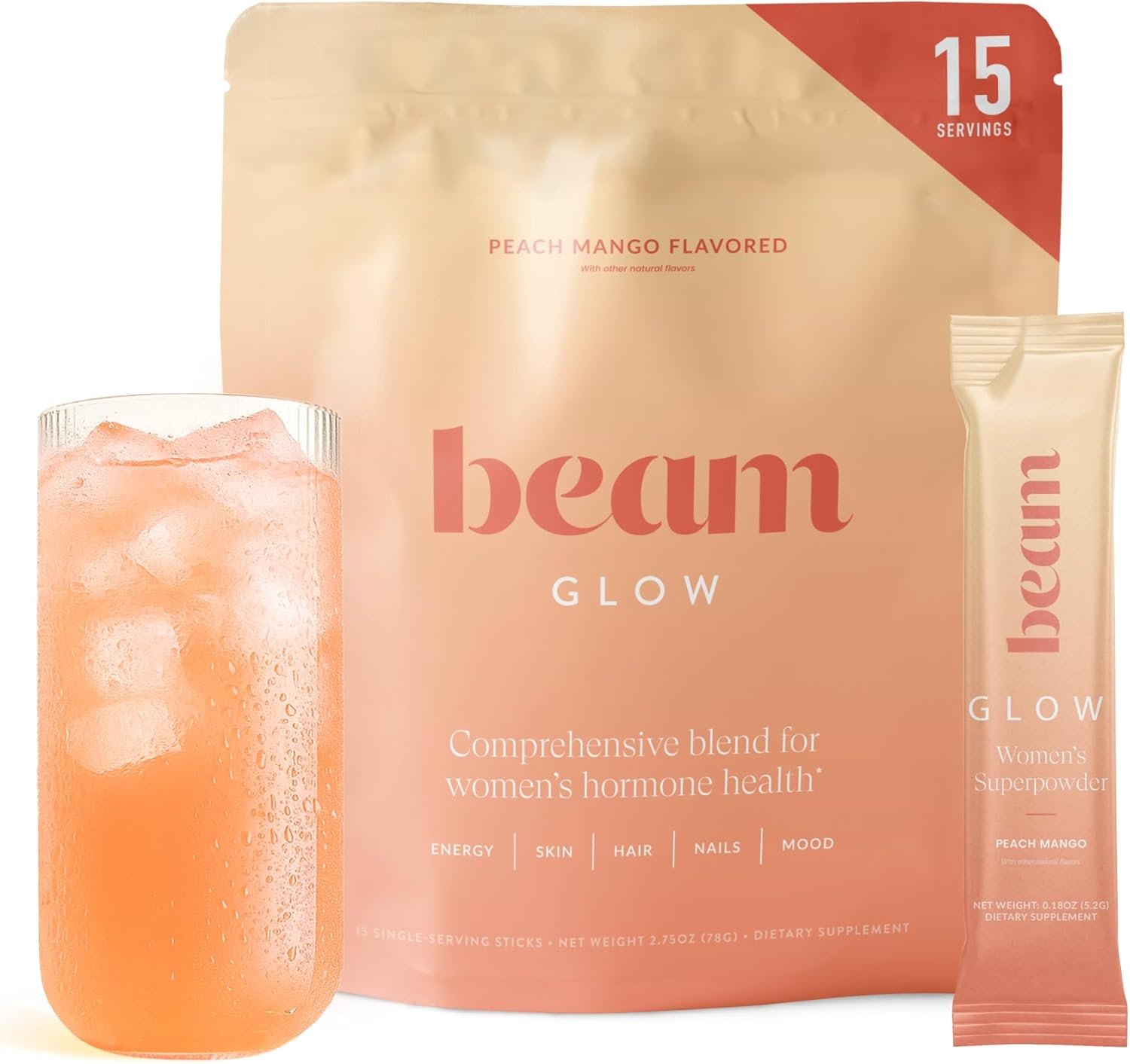 Beam Glow Women’s Wellness Supplement, Cortisol Support with Ashwagandha for Women, Daily Vitamins for Cycle Health, Mood, Energy & Stress Support with Selenium, Zinc, Vitamin A, Biotin, B Vitamins