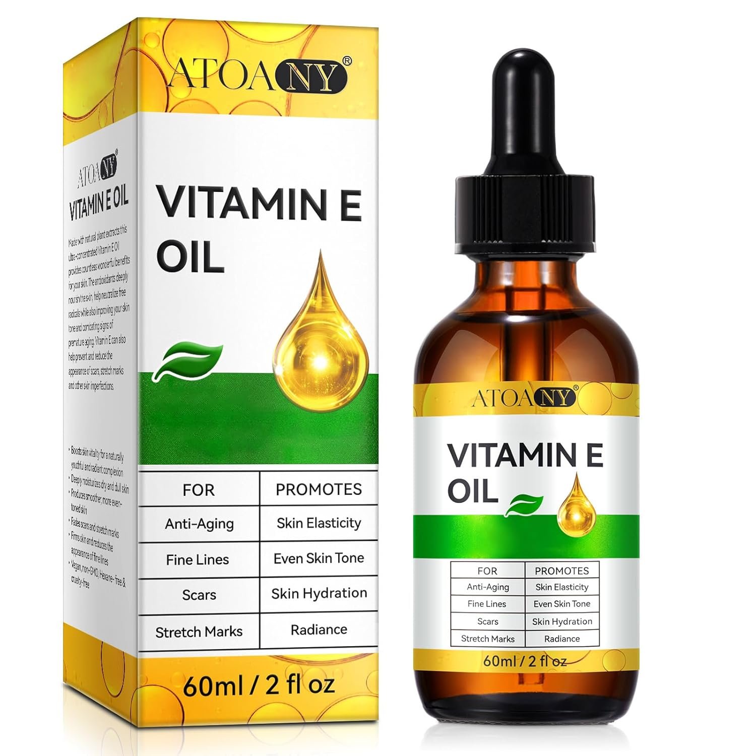 Vitamin E Oil 2 Fl Oz – Vitamin E Oil for Skin, Face, Hair, Body – Natural Antioxidant for Dryness, Wrinkles, Scars & Stretch Marks, Moisturizing and Firming Skin