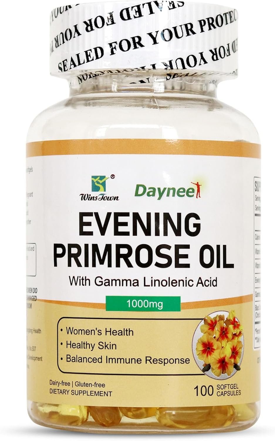 Evening Primrose Oil Softgels 1000mg, Women’s, 100 Softgels | With GLA, Black Cohosh & Vitamin B6, Supports Hormonal Balance, Supports Skin Health