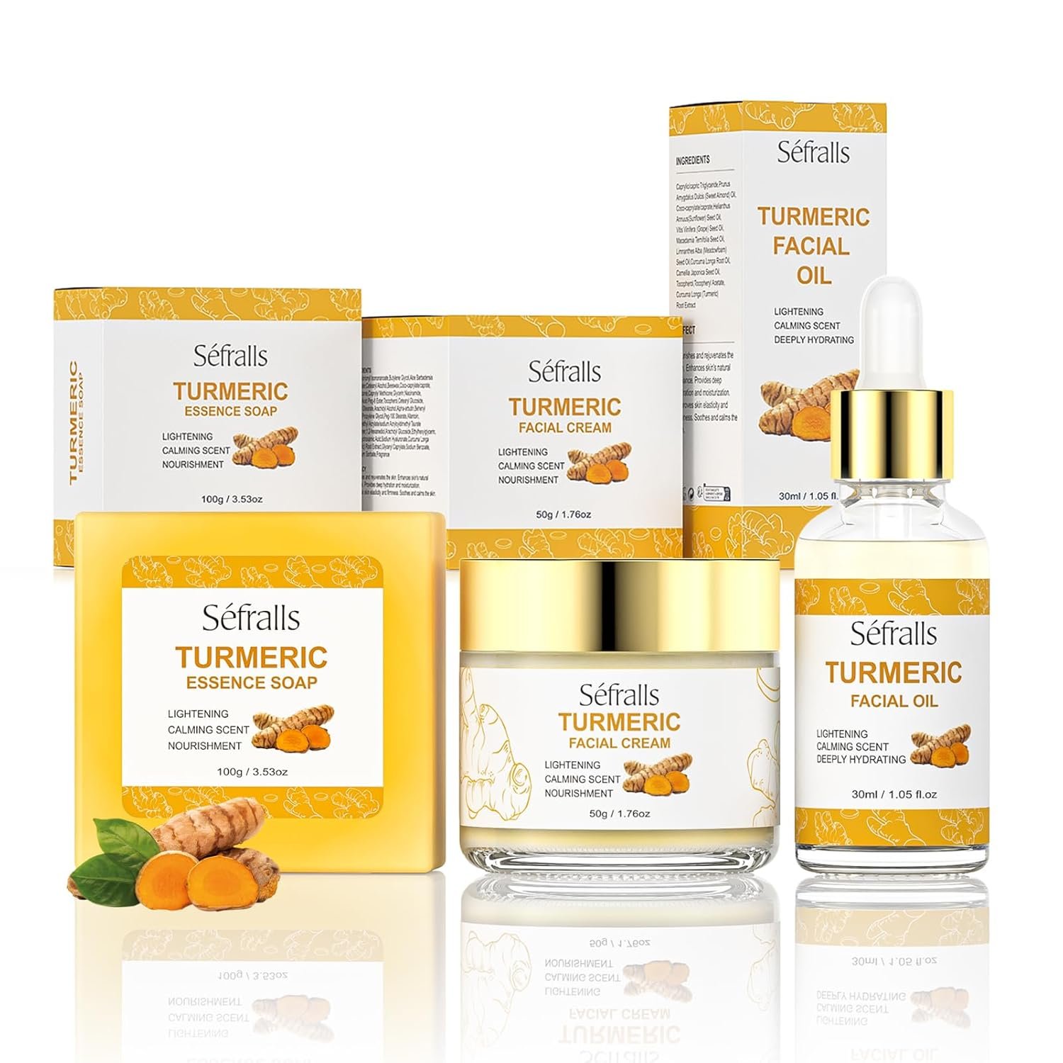 Turmeric Face Wash Set & Soap Bar & Oil – 3 Pcs Skin Care Kit for Dark Spots & Brightening – Daily Skincare Set with Niacinamide for All Skin Types