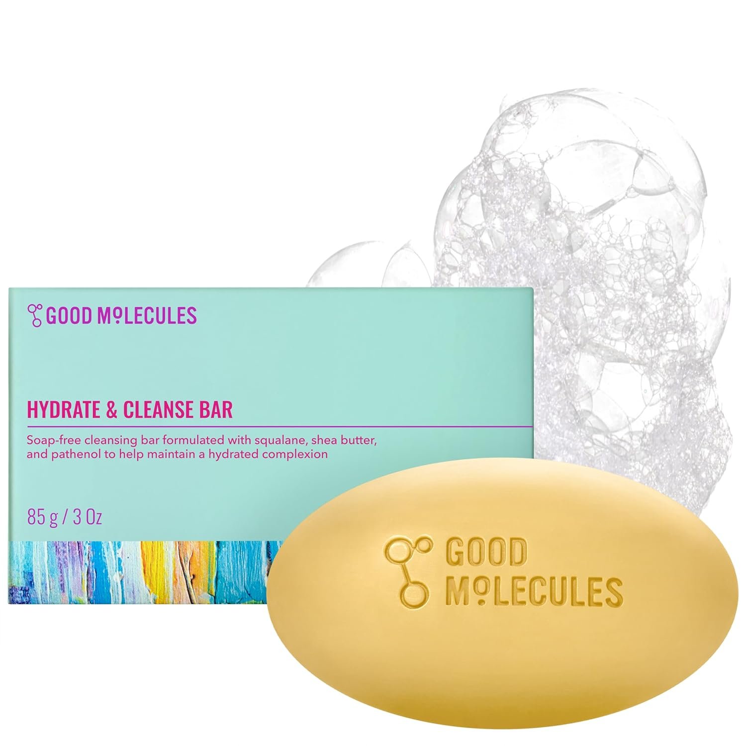 Good Molecules Hydrate and Cleanse Bar – Soap Free Bar with Shea Butter and Macadamia Seed Oil for Ultra Hydrating Body and Face Moisturizer – Skin Care