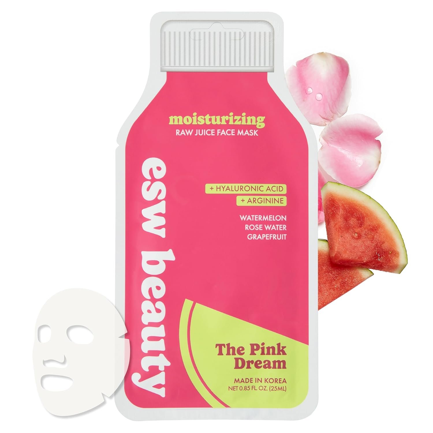 ESW Beauty The Pink Dream Moisturizing Korean Face Mask – Vitamin C, Hyaluronic Acid & Vitamin E for Hydration, Sensitive Skin & Dewy Glow – Skincare Gifts for Women