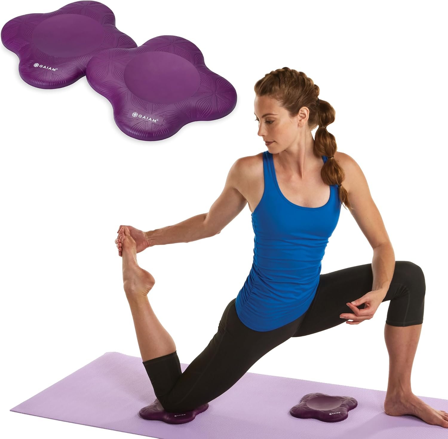 Gaiam Yoga Knee Pads (Set of 2) – Yoga Props and Accessories for Women/Men Cushions Knees and Elbows for Fitness, Travel, Meditation, Kneeling, Balance, Floor, Pilates