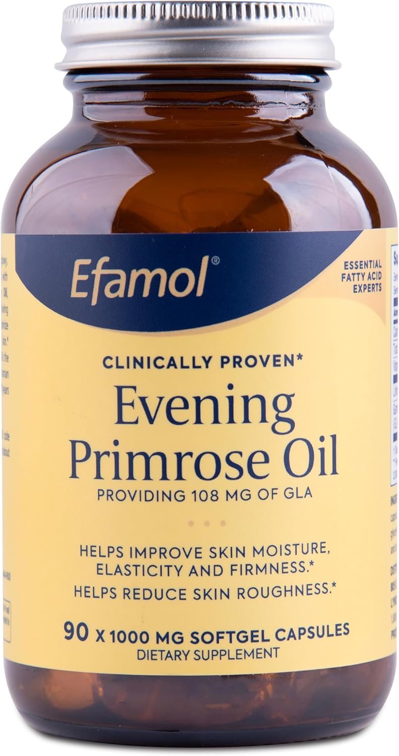 Efamol Pure Evening Primrose Oil – Natural Skin Supplement – Aids with Skin Firmness, Hydration, Wrinkles & Smoothness – with Omega-6 GLA – 90 Softgels