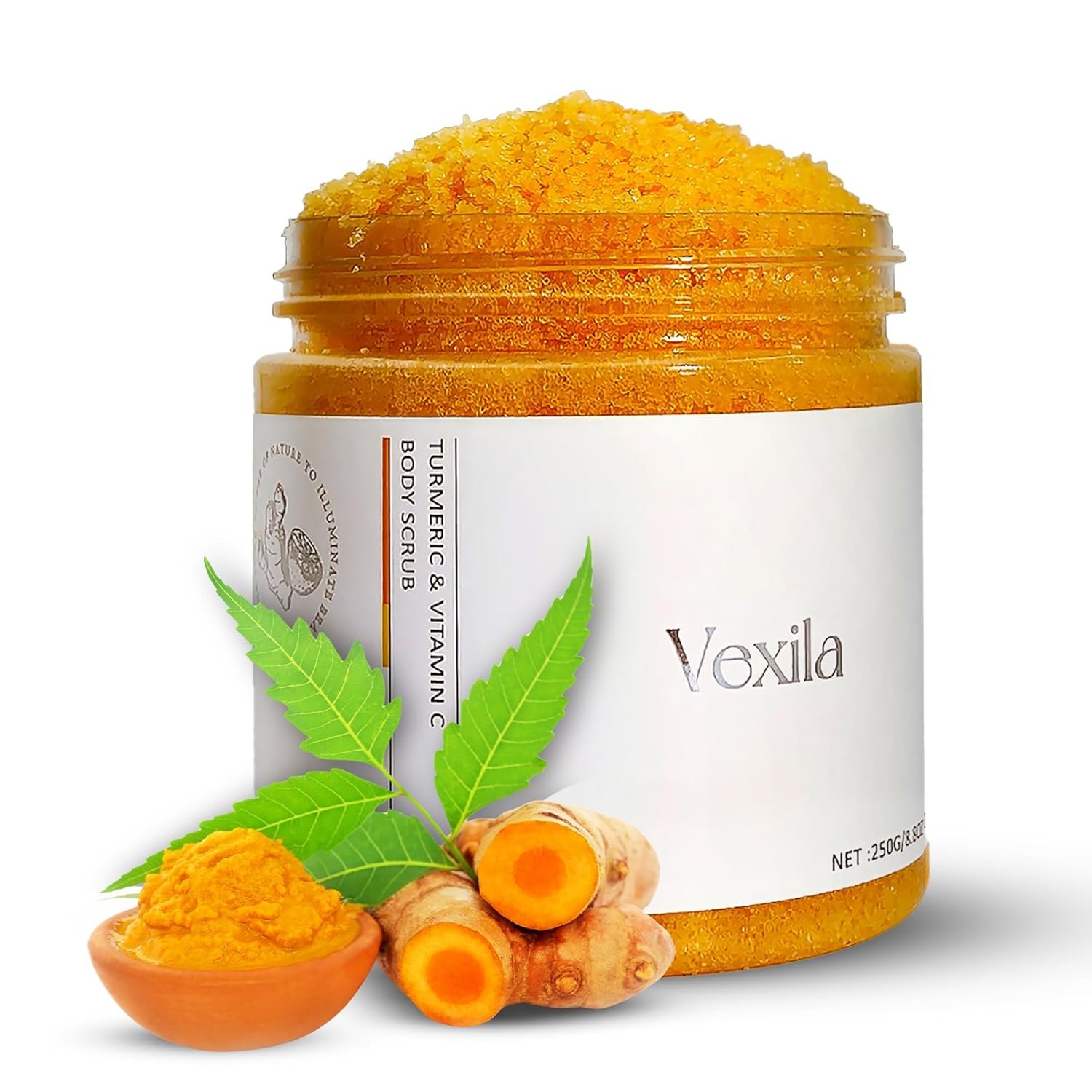 Turmeric & Vitamin C Body Scrubs For Women – All Natural Turmeric Scrub – Moisturizing, and Exfoliating, Body, Face, Foot, Hand Scrub, Nourishes Skin, Deep Cleansing (8.8 Ounce Pack of 1)