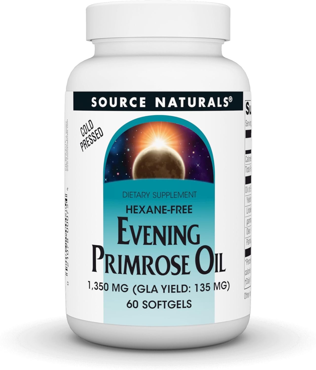 Source Naturals Evening Primrose Oil – Hexane-Free – 1350mg – GLA Yield: 135 mg – Cold-Pressed – 60 Softgels