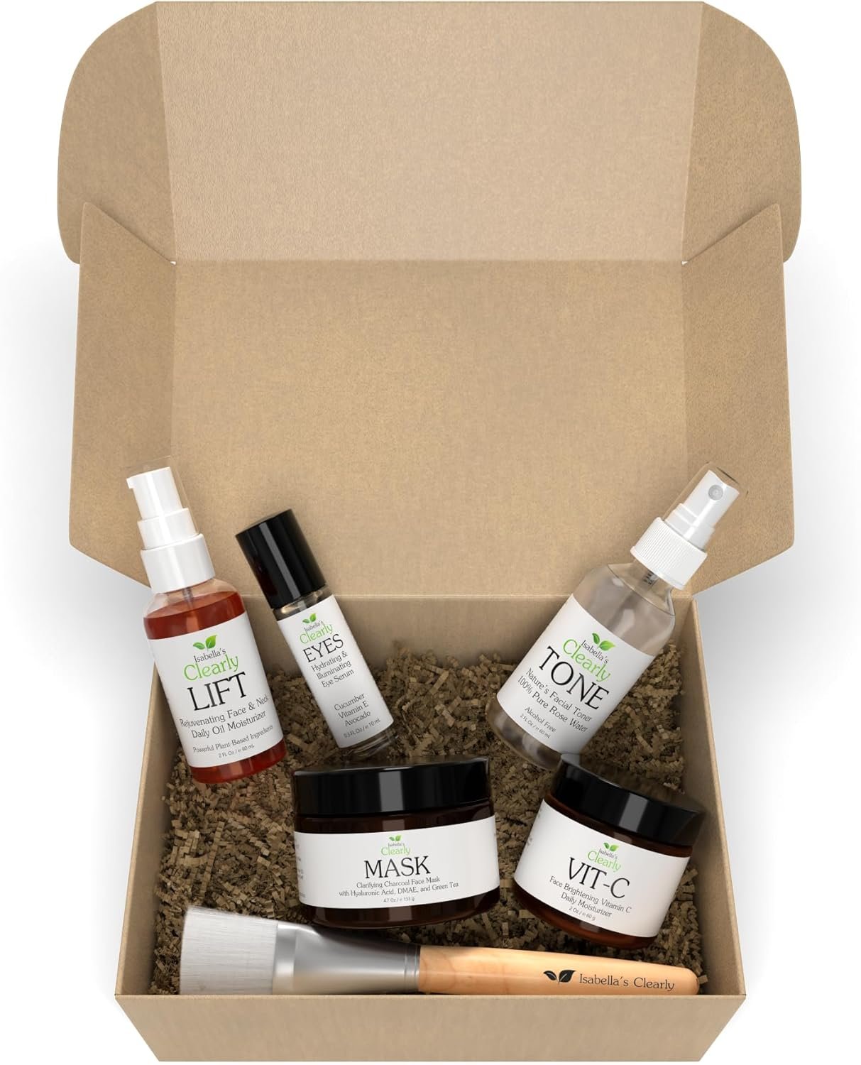 Flawless Natural Skin Care Gift Set for Women | 6 Piece Beauty Set for Her, Birthday, Christmas Gift Idea | Rose Facial Toner, Eye Serum, Face Oil and Cream, Charcoal Mask | Handmade in USA
