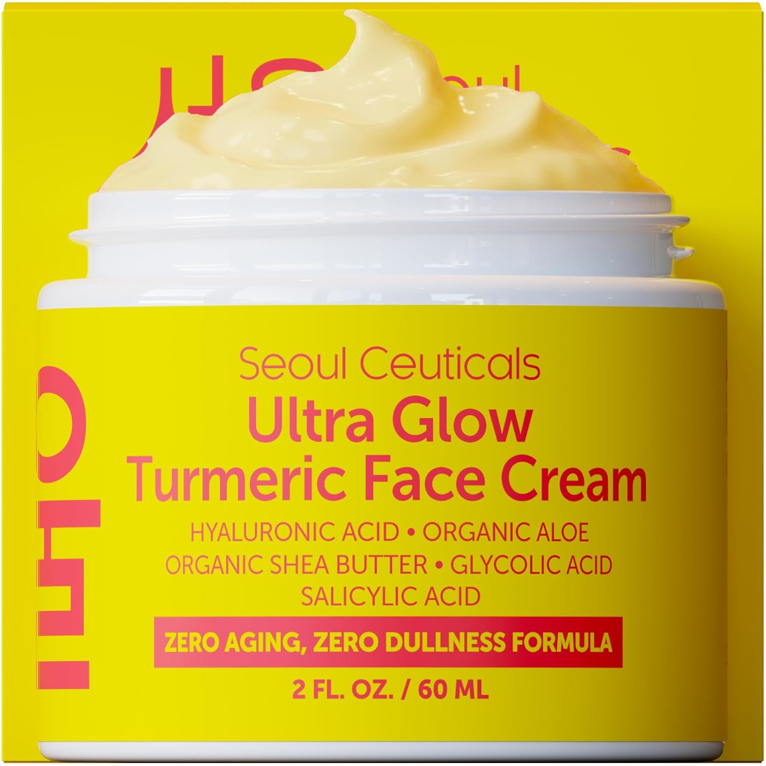SeoulCeuticals Korean Skin Care Turmeric Cream – Face Moisturizer for Dull Dry Skin – Korean Skincare K Beauty for Glass Skin 2oz