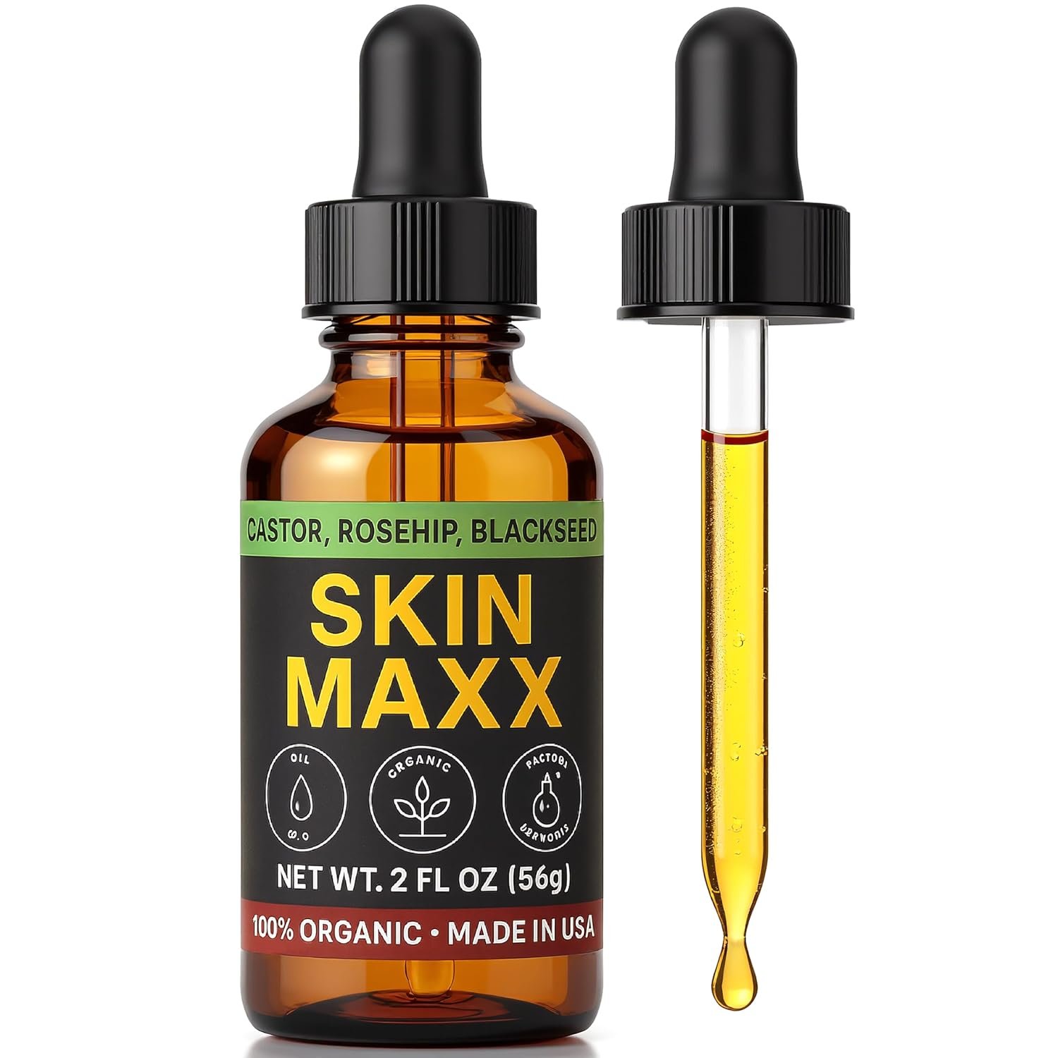 Organic Castor Oil, Rosehip Oil & Black Seed Oil for Face – Anti-Aging Facial Oil & Moisturizer for Women, Natural Ancient Remedy for Hydrated, Glowing Skin – Cold Pressed Face Oil (2 Fl Oz)