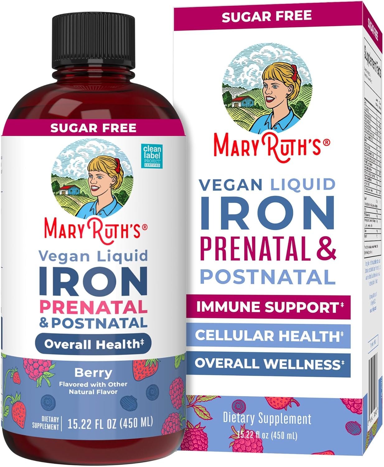 MaryRuth’s Prenatal Postnatal Iron Liquid | Iron Supplement for Prenatal & Postnatal | Bioavailable Ferrochel | Red Blood Cell Production | Sugar Free | Vegan | Non-GMO | Gluten Free | 15.22 Fl Oz