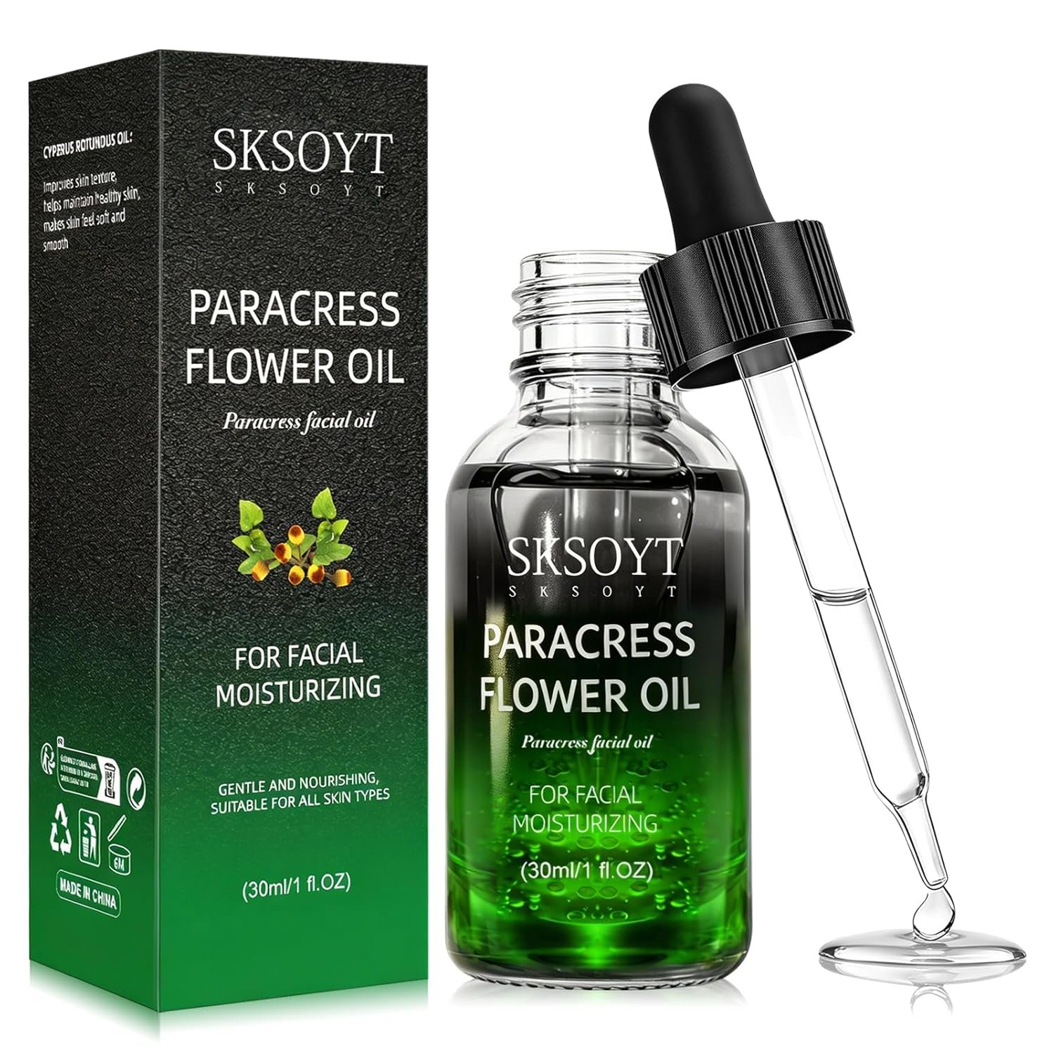 Organic Cold Pressed Facial Oil with Paracress Extract, Botanical Face Oil for Skin Nourishment, Hydration & Radiant Glow