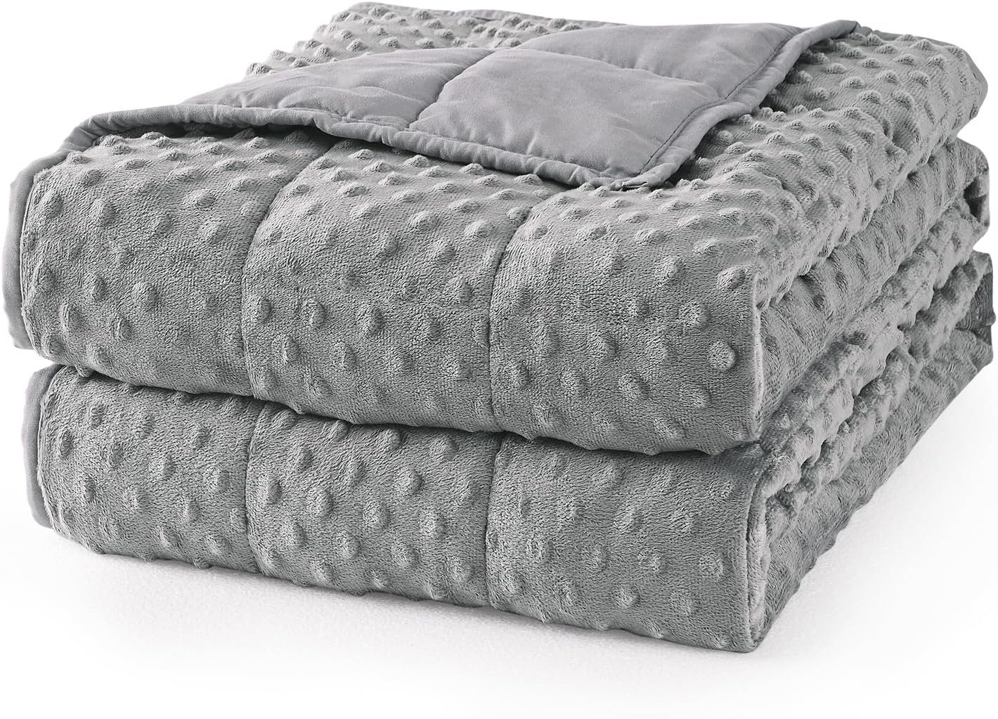 Mr. Sandman Weighted Blanket for Adults, Minky Dots Heavy Blanket for Woman, Man Sleeping/Calm, Soft, Cozy and Cooling Weighted Throw Blankets, Machine Washable, 60 x 80in, 20 Pounds, Grey