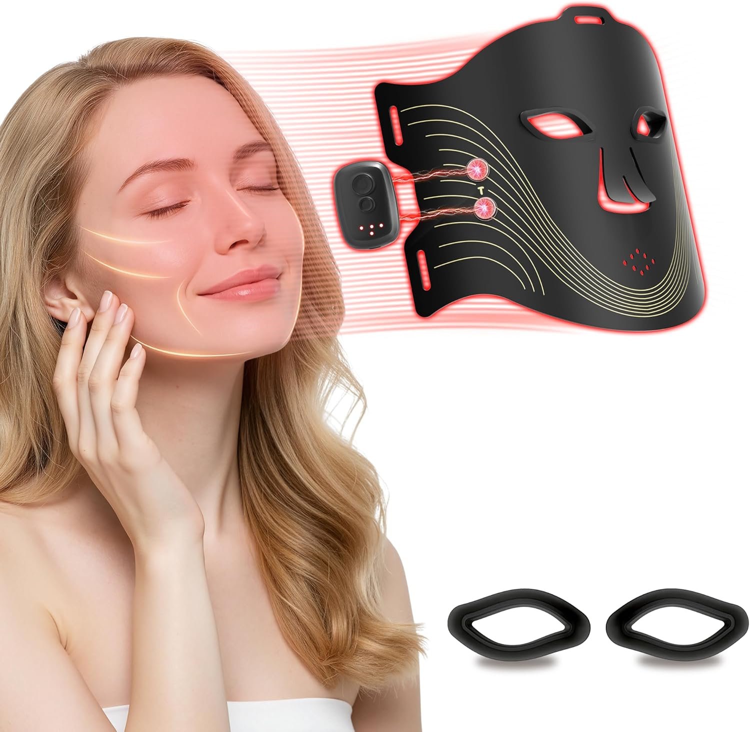 Red Light Therapy Mask for Face 4 Modes Cordless Led Face Mask Light Therapy with 2000mAh Rechargeable Remote LED Face Mask at Home& Travel