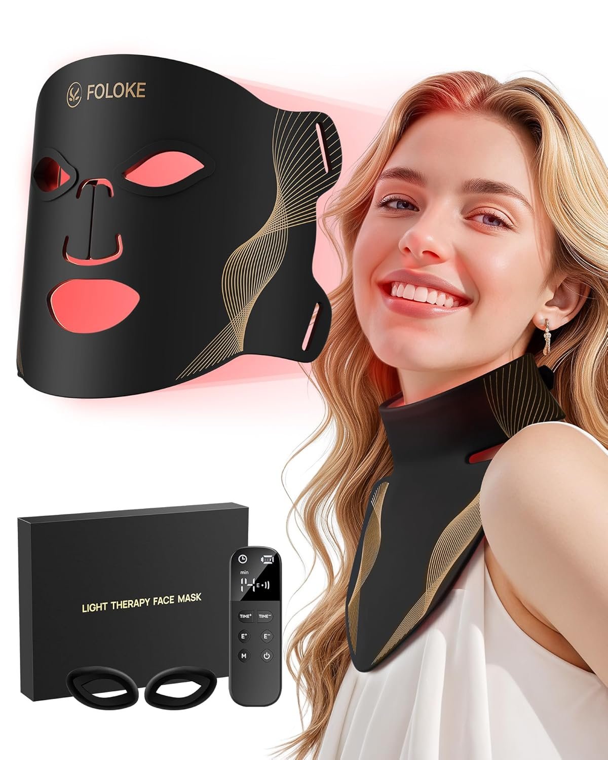 Red Light Therapy for Face, LED Light Therapy Mask Skin Care Mask & Neck, LED Red & NIR Light Therapy Wavelength for Home Use, Working Travel Yoga Sleep