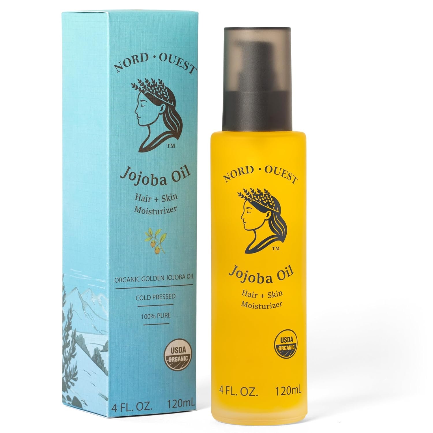 USDA Organic Jojoba Oil – 4 oz | Cold-Pressed & Natural Moisturizer for Face, Skin, Hair & Nails | Pure, Hexane Free Base Carrier Oil | Jojoba Oil Organic