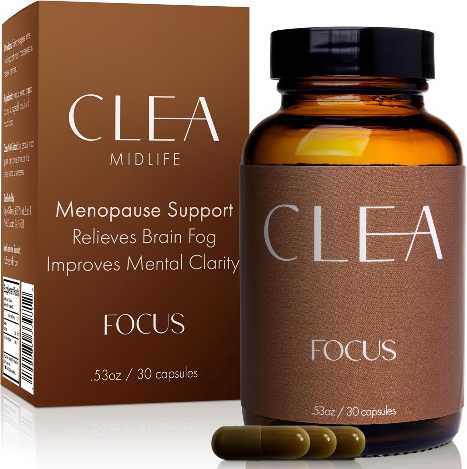 Focus – Menopause Supplement for Brain Fog – Trusted by Dr Suzanne Gilberg MD, 50mg Premium Organic Hemp Oil Supports Memory, Mental Clarity & Focus, Menopause Support – 30 Capsules